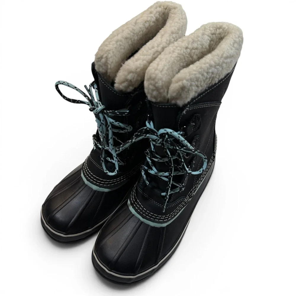 LL Bean Suede Snow Boots Womens 8 Jet Black Waterproof Insulated New